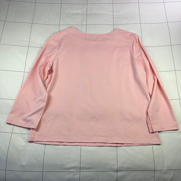 Dudley Stephens Top Womens XXL Pink Wilshire Nylon Stretch Long Sleeve Casual - Picture 2 of 7